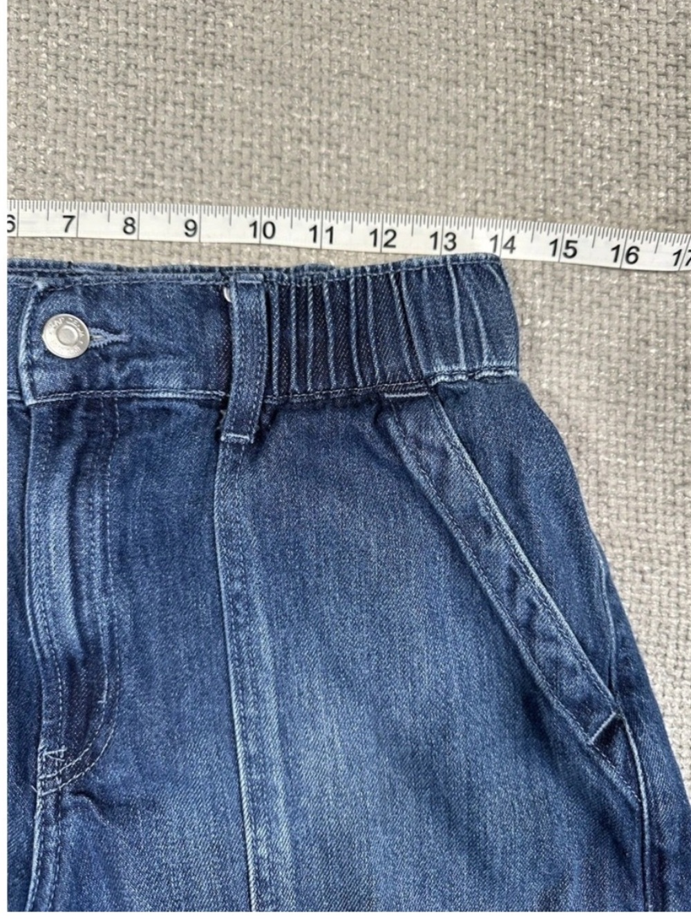 GAP High Rise Utility Shorts Dark Wash Elastic Waist Denim Shorts Medium - Picture 4 of 10